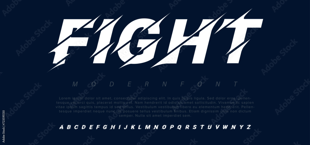 Fight classic serif font decorative vintage retro. Creative vector illustration	 - obrazy, fototapety, plakaty 