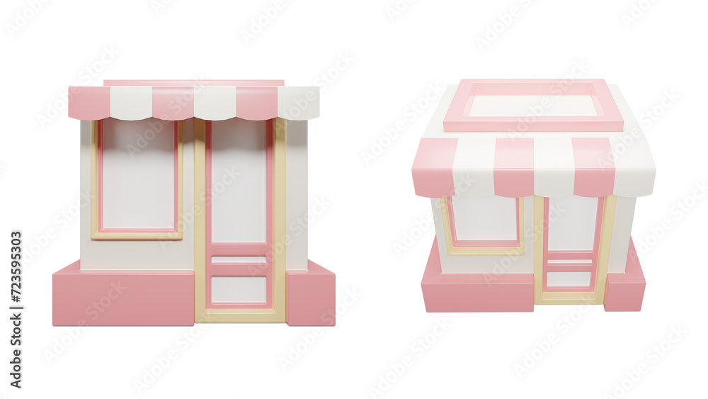 3d render store building illustration on isolated  background