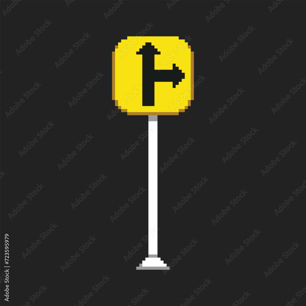 this road symbol in pixel art with simple color and black background ,this item good for presentations, stickers, icons, t shirt design,game asset,logo and your project. this road symbol in pixel art with simple color and black background ,this item good for presentations, stickers, icons, t shirt design,game asset,logo and your project.