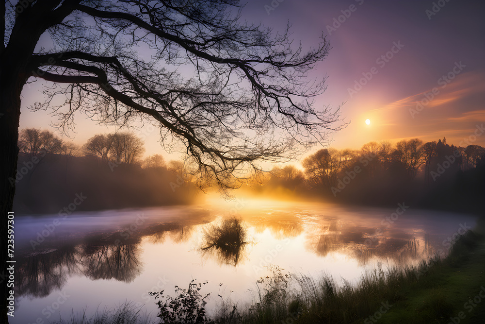 sunrise over the lake