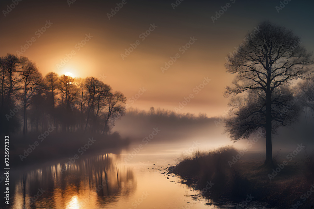 Fototapeta premium sunrise over the river