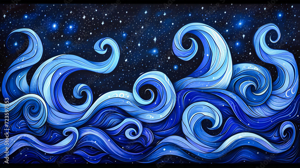 Night Sky with Stars and Moon: Abstract Blue and Black Watercolor Design, Ideal for Space and Fantasy Themes Night Sky with Stars and Moon: Abstract Blue and Black Watercolor Design, Ideal for Space and Fantasy Themes