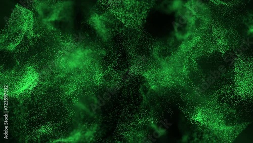 Green abstract futuristic sparkling cosmic star dust particle loop background.