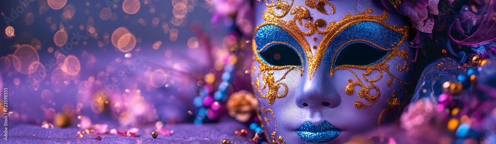 Golden Venetian Mask With Gold Embroidery. Illustration On The Theme Of Holidays And Carnivals, Recreation And Travel, Tourism And Theaters. Generative AI