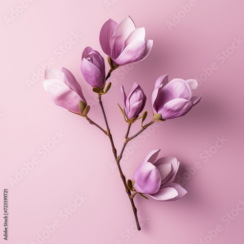 purple magnolia flowers Magnolia Felix isolated on pink background