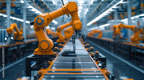Advanced robotics assembly line in a high-tech manufacturing facility