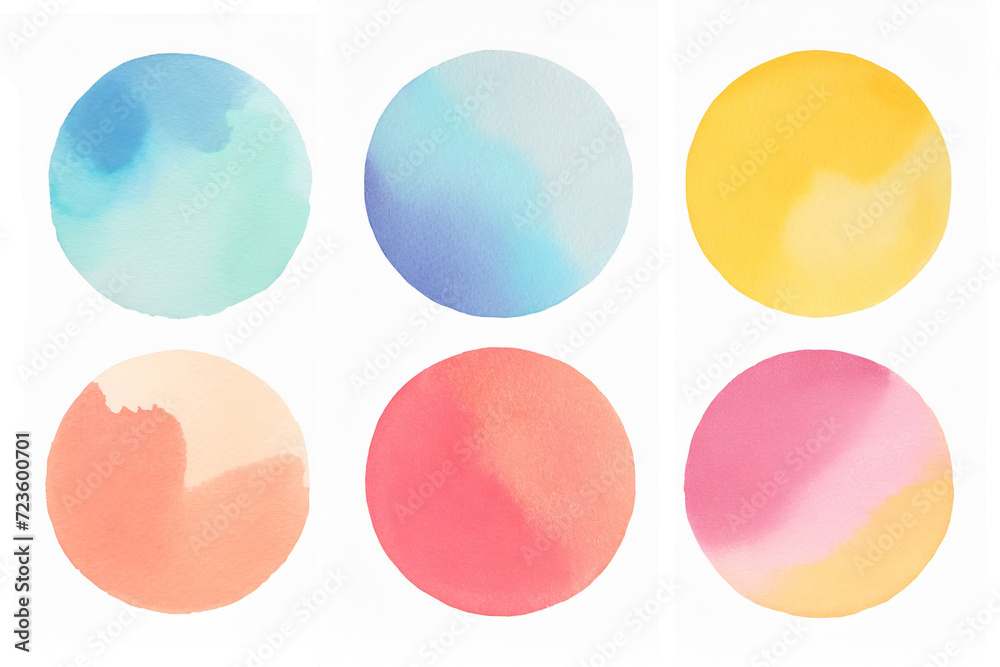 Watercolor illustration with spots in warm colors. Hand drawn clipart. Isolaten set on white background.