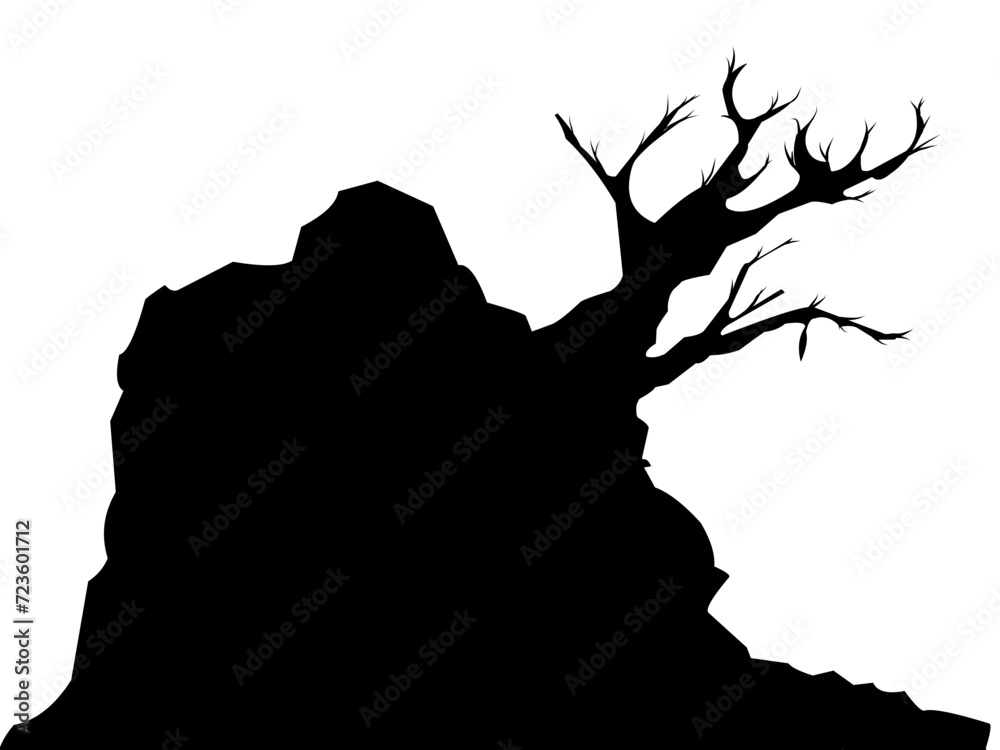 silhouette of cliffs and trees