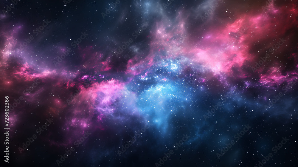 A mesmerizing 3D abstract render of an interstellar nebula, featuring vibrant colors and intricate patterns, ideal for creating a captivating cosmic background. Immerse yourself in the encha