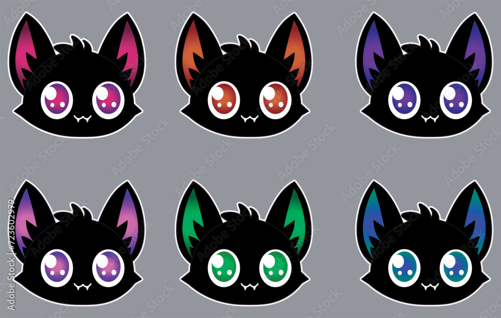 Cute gothic black cat illustration, vector pattern for woven backgrounds, wallpapers, papers