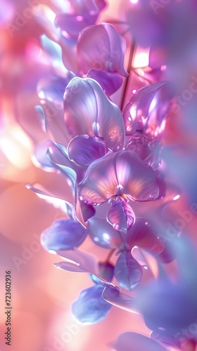 Wisteria Palette: Extreme macro captures wisteria's diverse color palette blending softly.