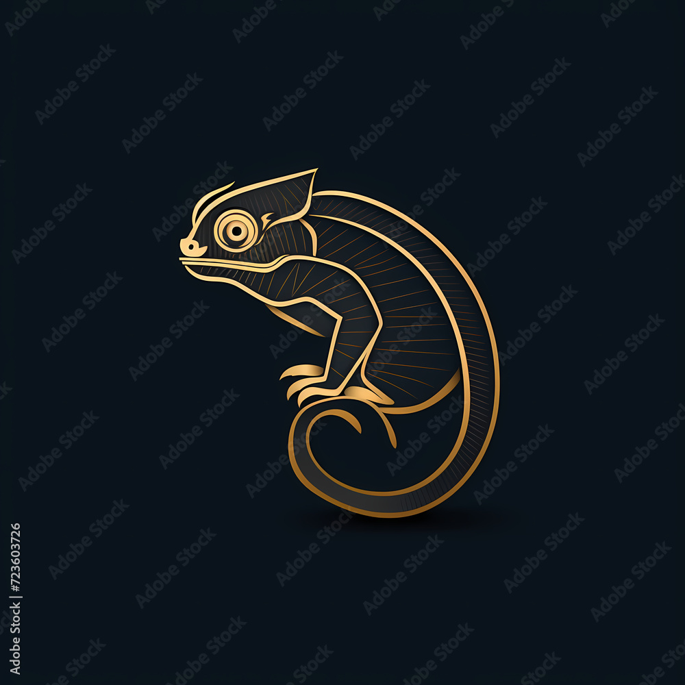 Chameleon Minimal Line Art Logo on a Black Background Chameleon Minimal Line Art Logo on a Black Background