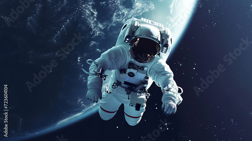 An astronaut gracefully floats in the vastness of space  with the breathtaking Earth serving as a backdrop  evoking a sense of wonder and solitude. Cinematically captured  this stunning imag