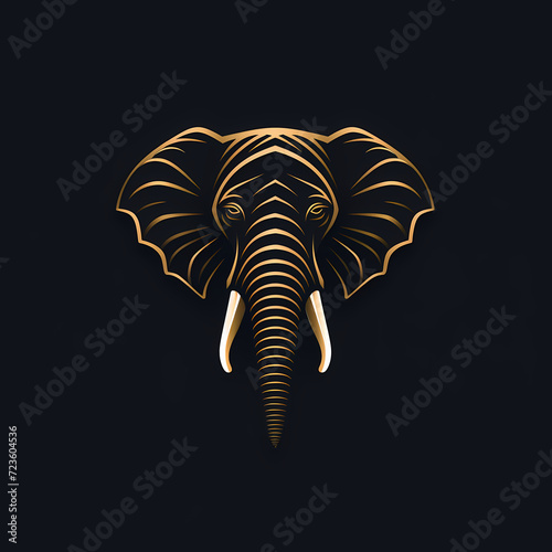 Elephant Minimal Line Art Logo on a Black Background