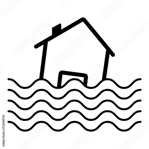 Flood icon vector, flood icon flat illustration isolated on white background.