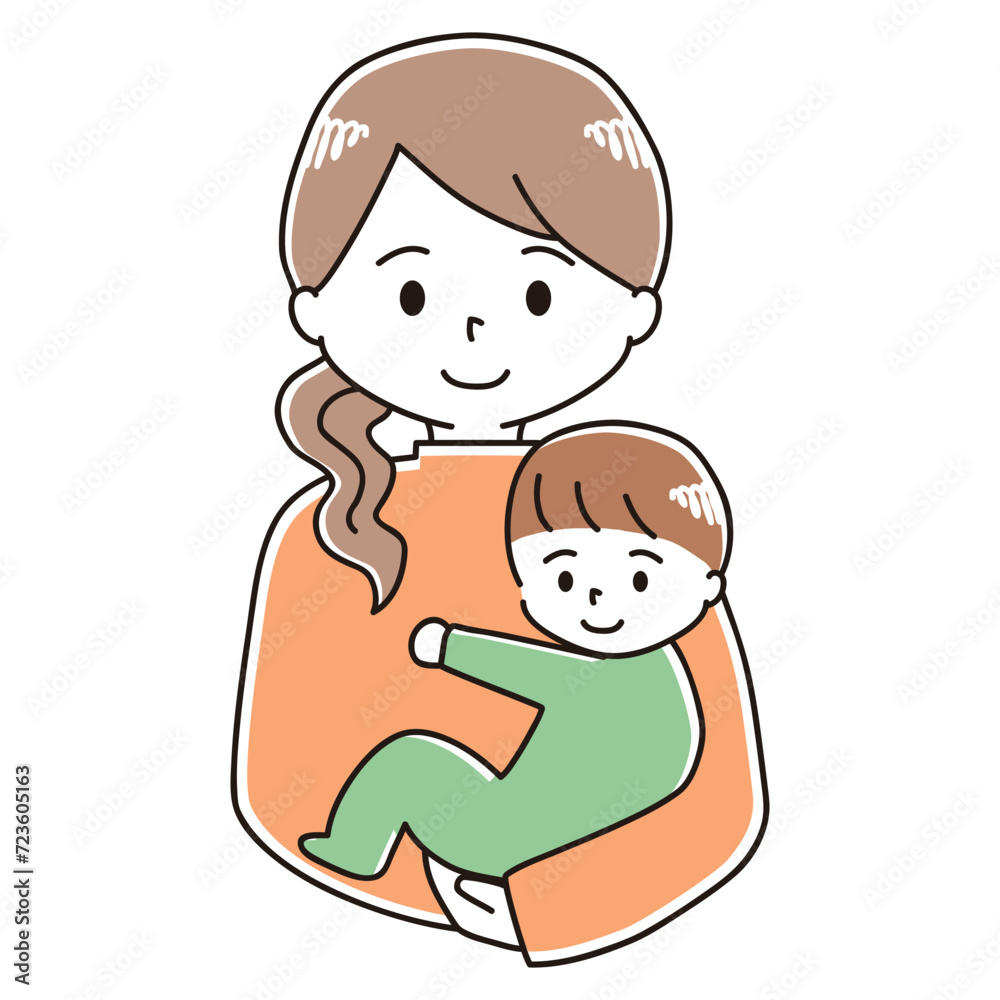 赤ちゃんを抱っこする女性のイラスト