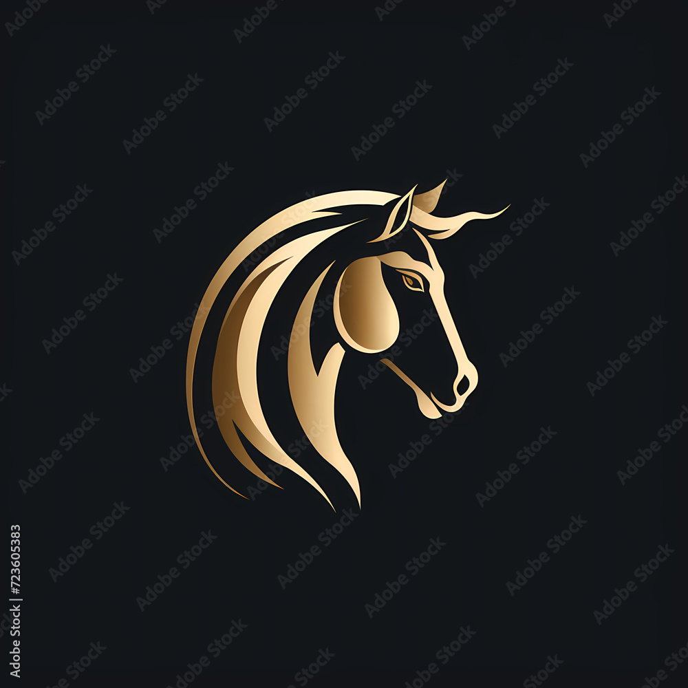 Horse Minimal Line Art Logo on a Black Background