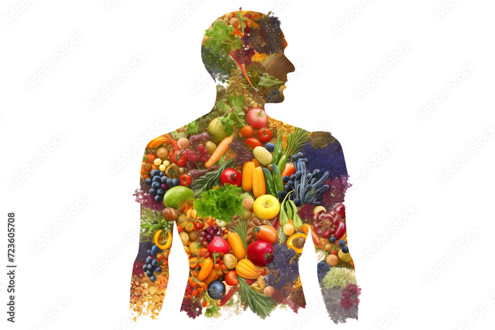 Vegetable food in human shape png transparent background 