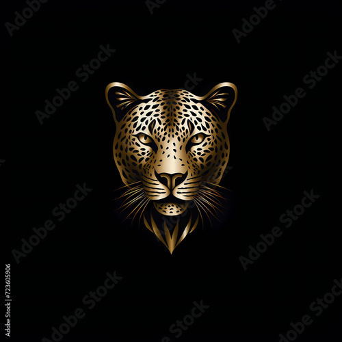 Leopard Minimal Line Art Logo on a Black Background