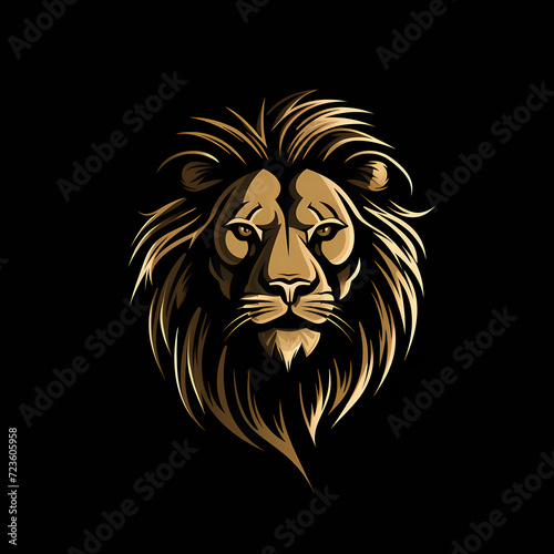Lion Minimal Line Art Logo on a Black Background © Jameel