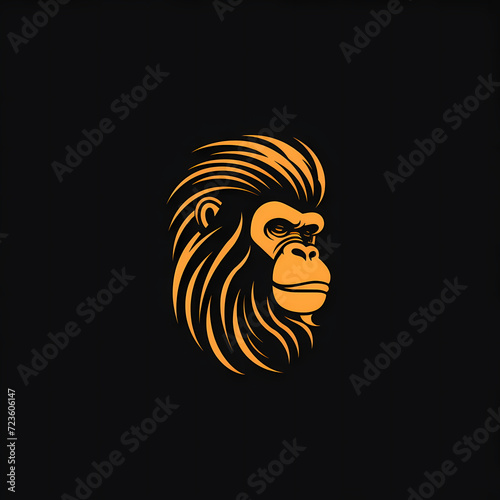 Orangutan Minimal Line Art Logo on a Black Background © Jameel