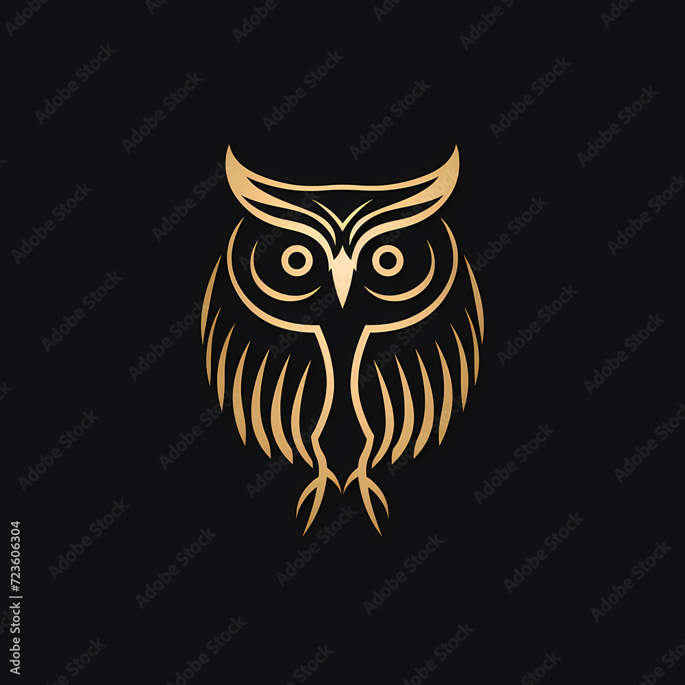 Owl Minimal Line Art Logo on a Black Background
