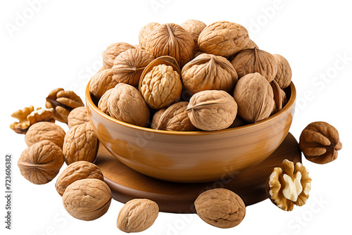 Walnuts in bowl png transparent background 