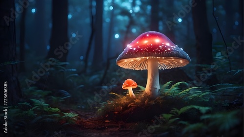 fly agaric mushroom in the forest