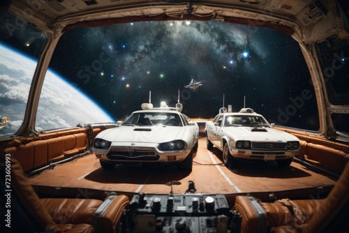 two cars park up in the space future ai space concept 