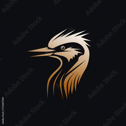 Woodpecker Minimal Line Art Logo on a Black Background photo