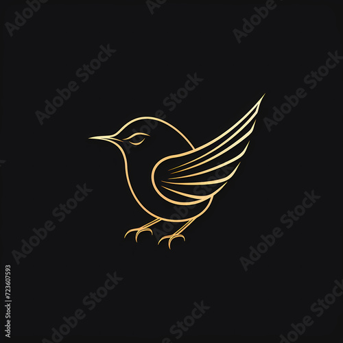 Wallpaper Mural Wren Minimal Line Art Logo on a Black Background Torontodigital.ca