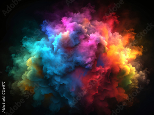 abstract colorful smoke on black screen