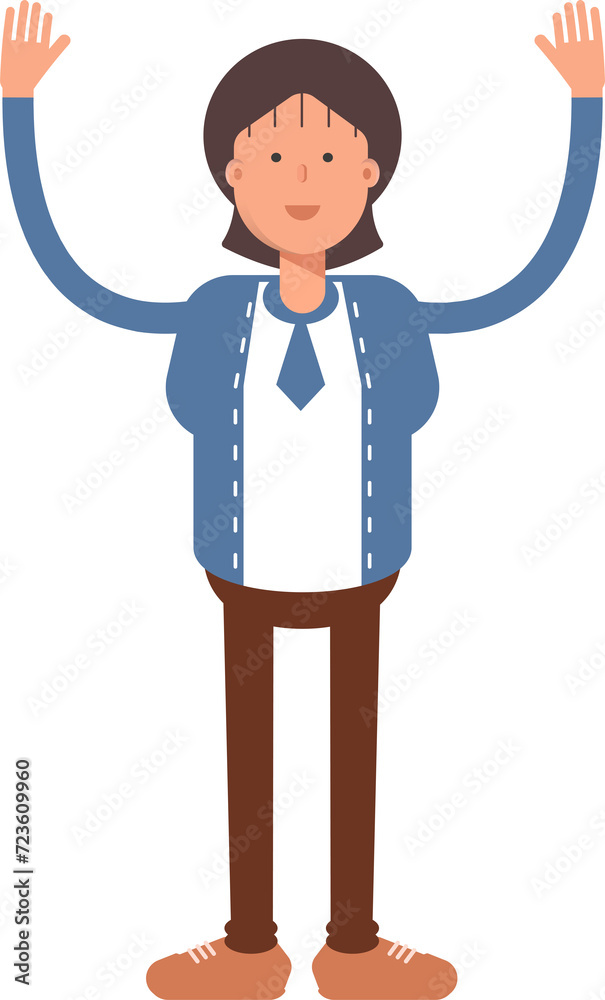 Businesswoman Character Raising Hands
