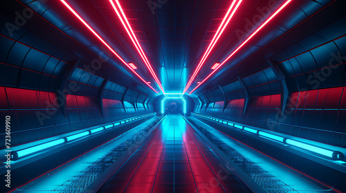 A mesmerizing 3D abstract render of a neon light, radiating vibrant colors and creating a captivating visual display. Perfect for modern and futuristic designs, this image adds a pop of elec photo