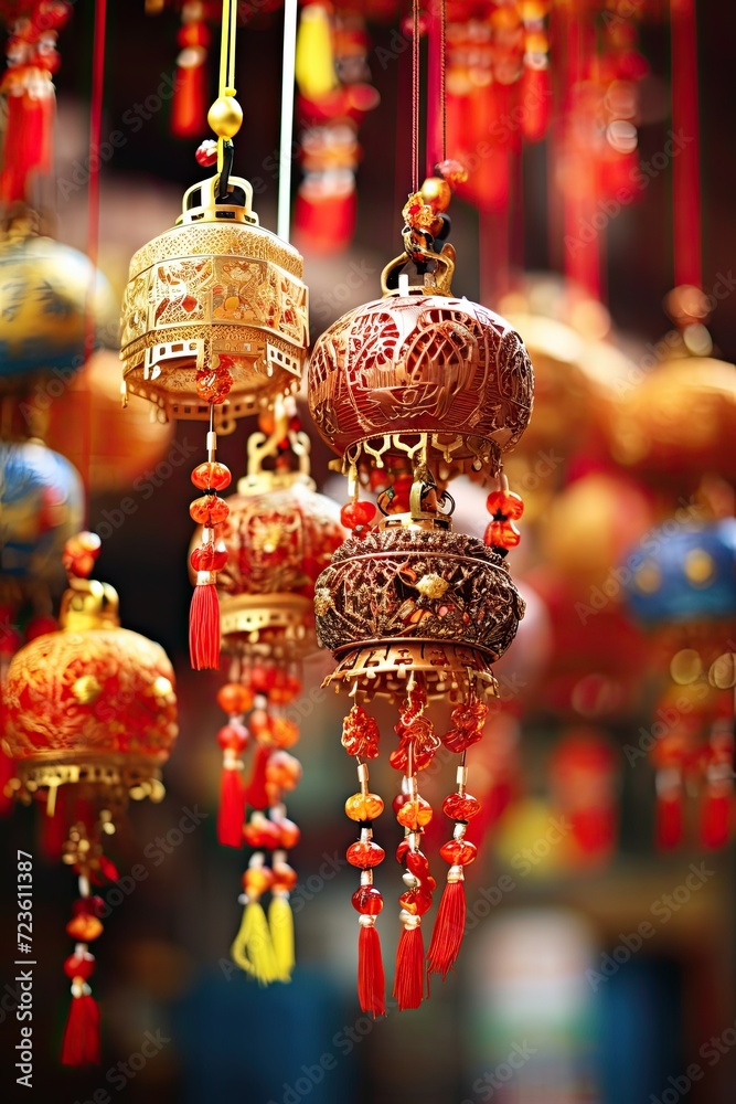 A Variety of Asian Beaded Ornaments and Decorations