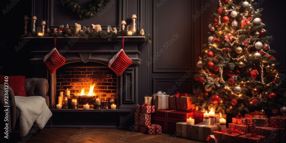 Christmas-themed decorations fill the daily interior space. Christmas-themed decorations fill the daily interior space.