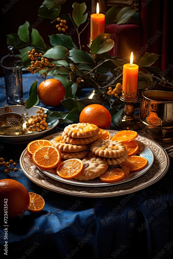Oranges and Cookies on a Platter