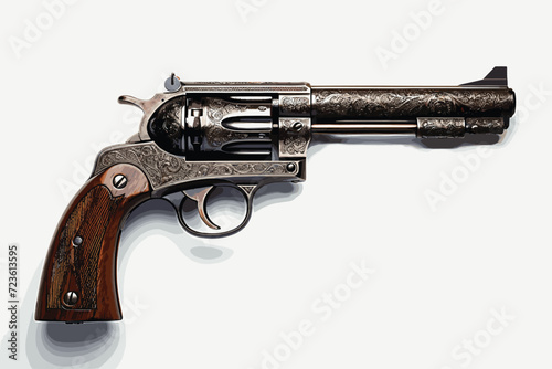 Nagant revolver from WWII on white background