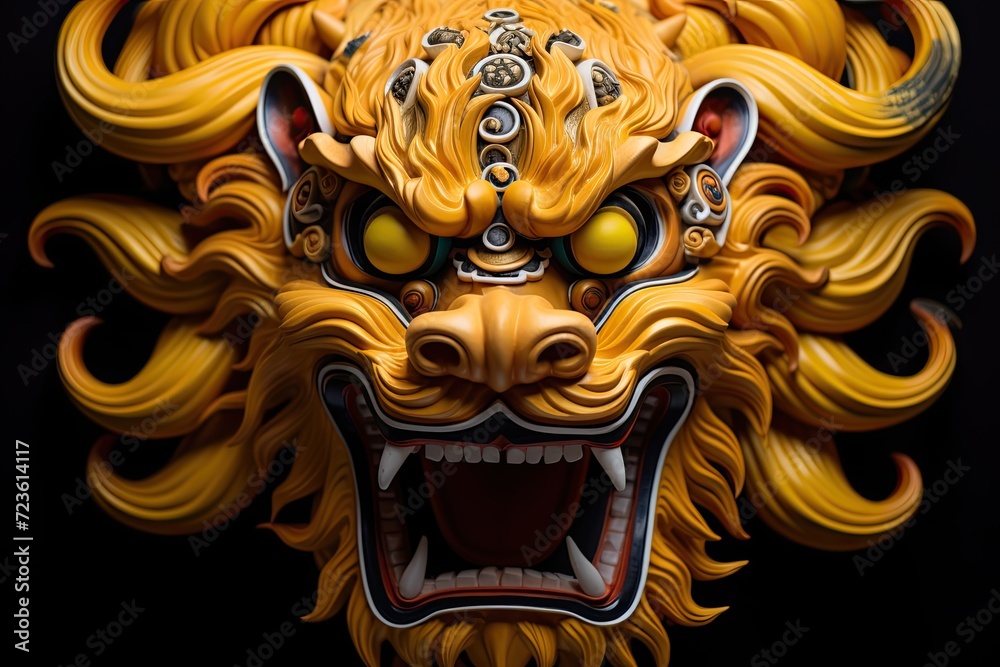 Fierce Yellow Dragon Mask