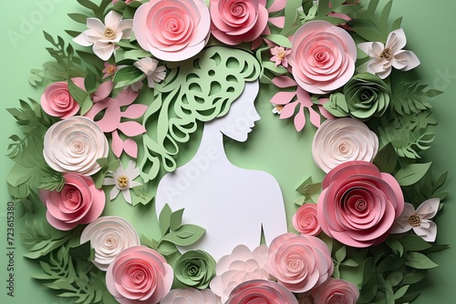 Female silhouette surrounded by a bouquet of flowers