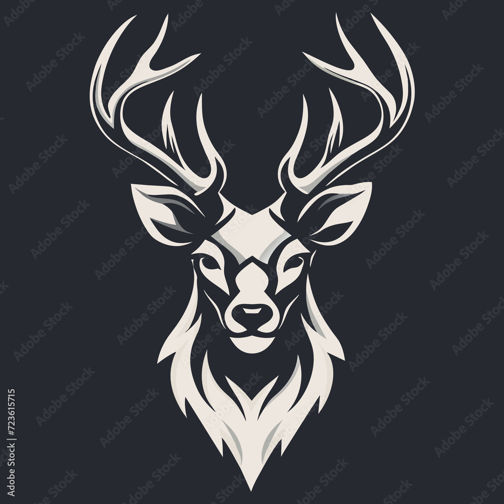 Naklejka premium black and white Logo illustration of a deer