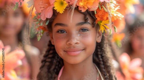 Young Girl With Flower Crown Smiling