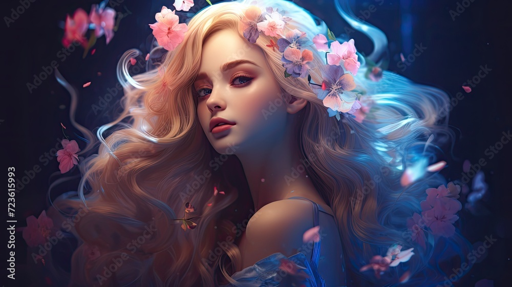 Enchanting Beauty with a Lustrous Flowing Gown Enchanting Beauty with a Lustrous Flowing Gown