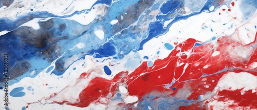 Elegance meets color in this abstract marbled white, red, and blue marble stone wall texture, a captivating visual, Ai Generated.