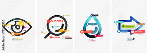 Set of infographics with line design icons. Vector illustration For Wallpaper, Banner, Background, Card, Book Illustration, landing page