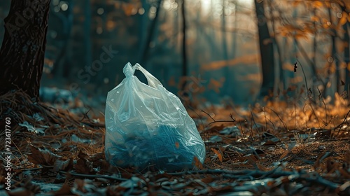 Amongst the trees, litter litters the forest floor, disrupting its natural serenity.