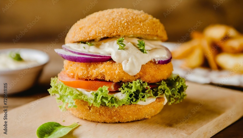 sandwich with salmon and vegetables