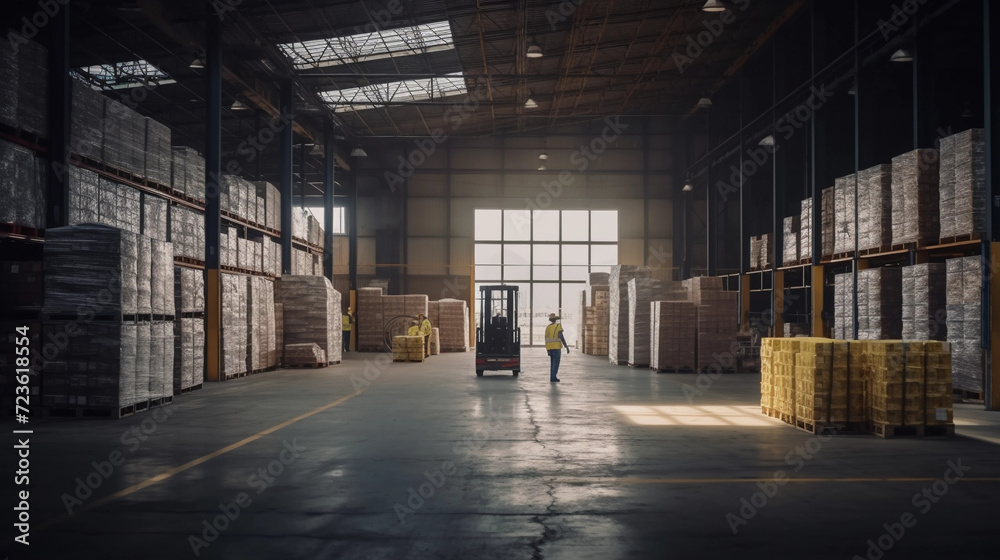 Efficiently Organized Warehouse Interior with Natural Light