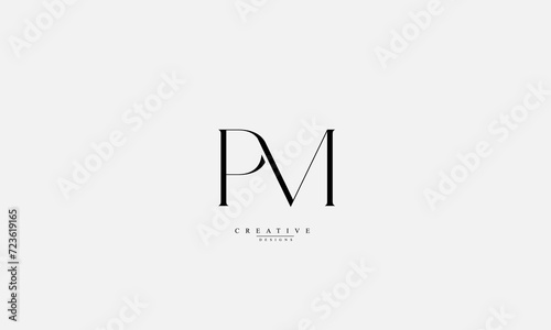 Alphabet letters Initials Monogram logo PM MP P M photo
