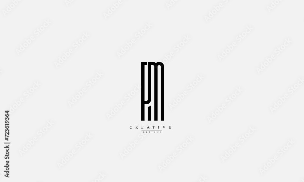 Alphabet letters Initials Monogram logo PM MP P M Alphabet letters Initials Monogram logo PM MP P M